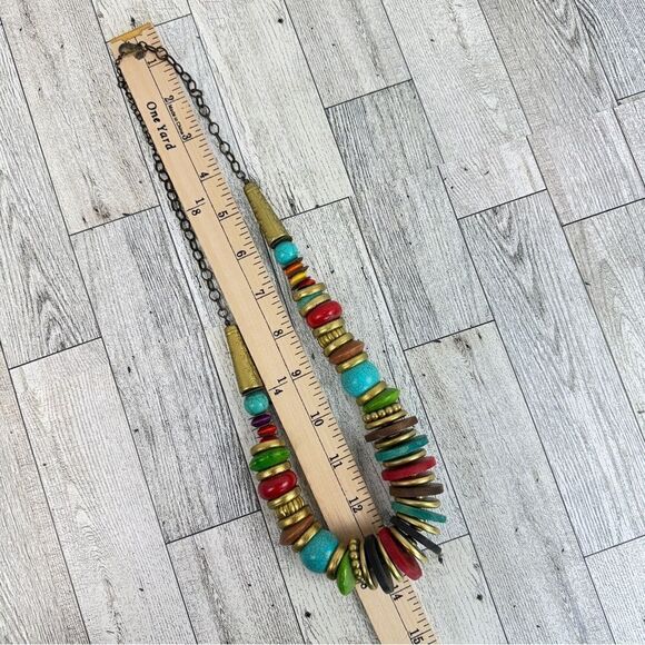 Chunky Beaded Multicolor Statement Necklace Boho Western - Picture 8 of 8